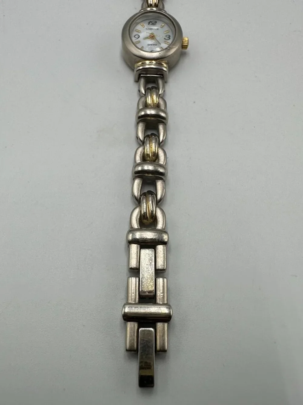 3/$30 Carriage Watch Women Silver Gold Two Tone Oval Dial 19MM New Battery 6.5'
